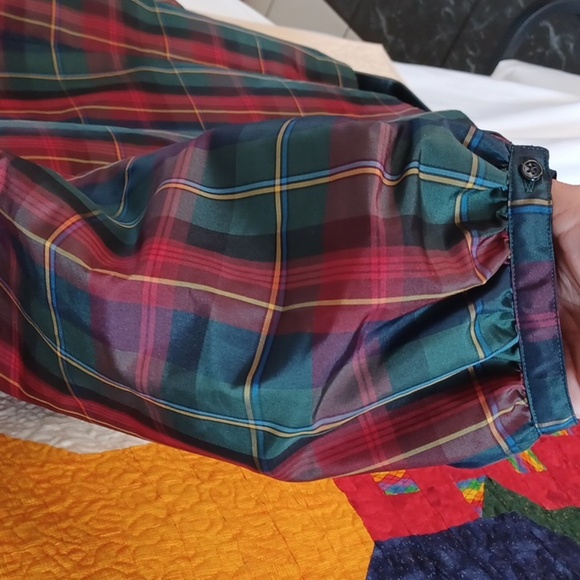 Vintage American Living Deadstock 90s Y2K Plaid Ruffle Blouse Size XLarge - Picture 4 of 7